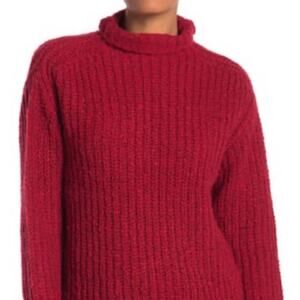 Abound Red Tango Mock Neck Knit Sweater Small Pullover Oversize Winter Layer